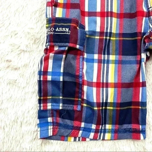 U.S. Polo Plaid Large Side Pocket Mens Swim Trunk Shorts Size M - Picture 7 of 10